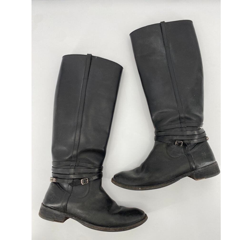 Frye 8.5 black leather calf riding boots